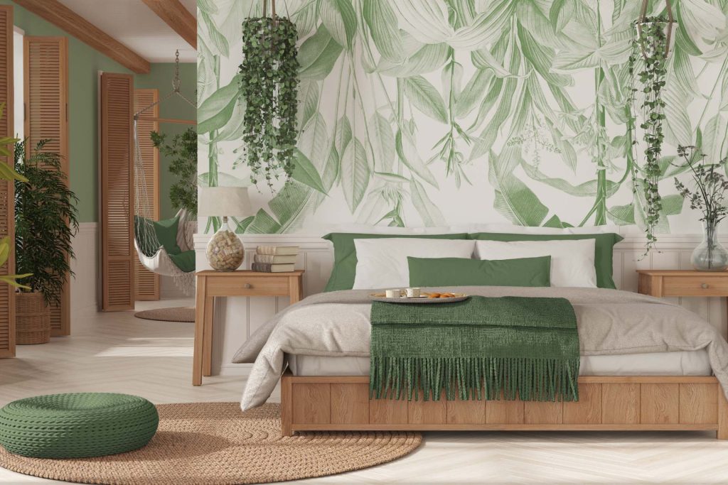 Dormitorio decorado estilo boho