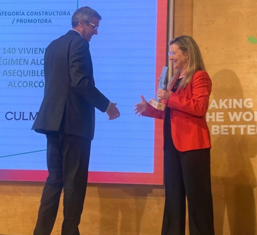 Culmia recibe el Premio Saint-Gobain a la Mejor Práctica de Construcción Sostenible en España por su proyecto “140 viviendas en régimen de alquiler asequible en Alcorcón, del Plan VIVE I de la CAM”
