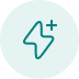 Icono circular con símbolo de rayo y signo más, asociado a eficiencia energética o energía positiva