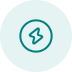 Icono circular con un rayo, representando energía eléctrica o eficiencia energética