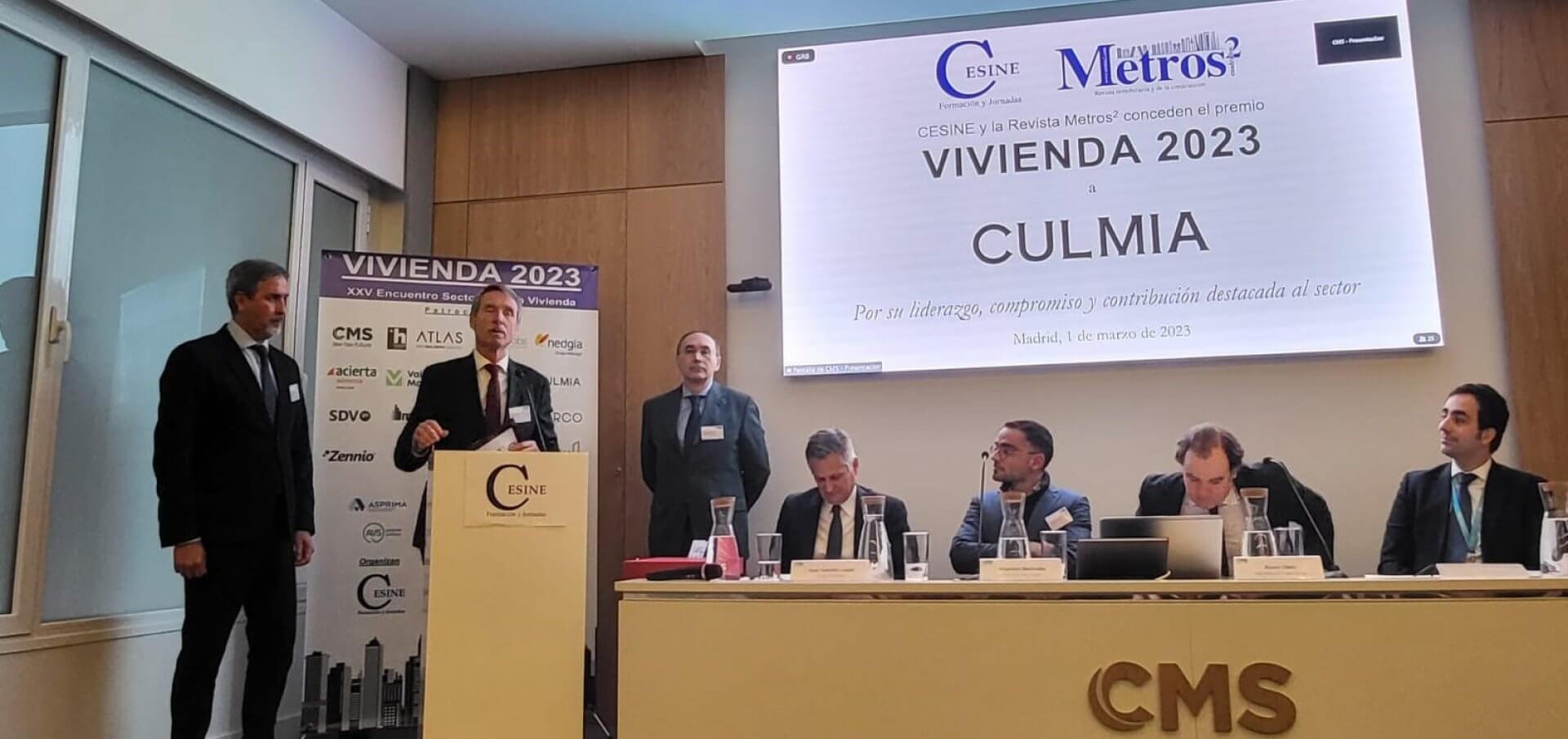 Culmia recibe el Premio VIVIENDA 2023 entregado por CESINE